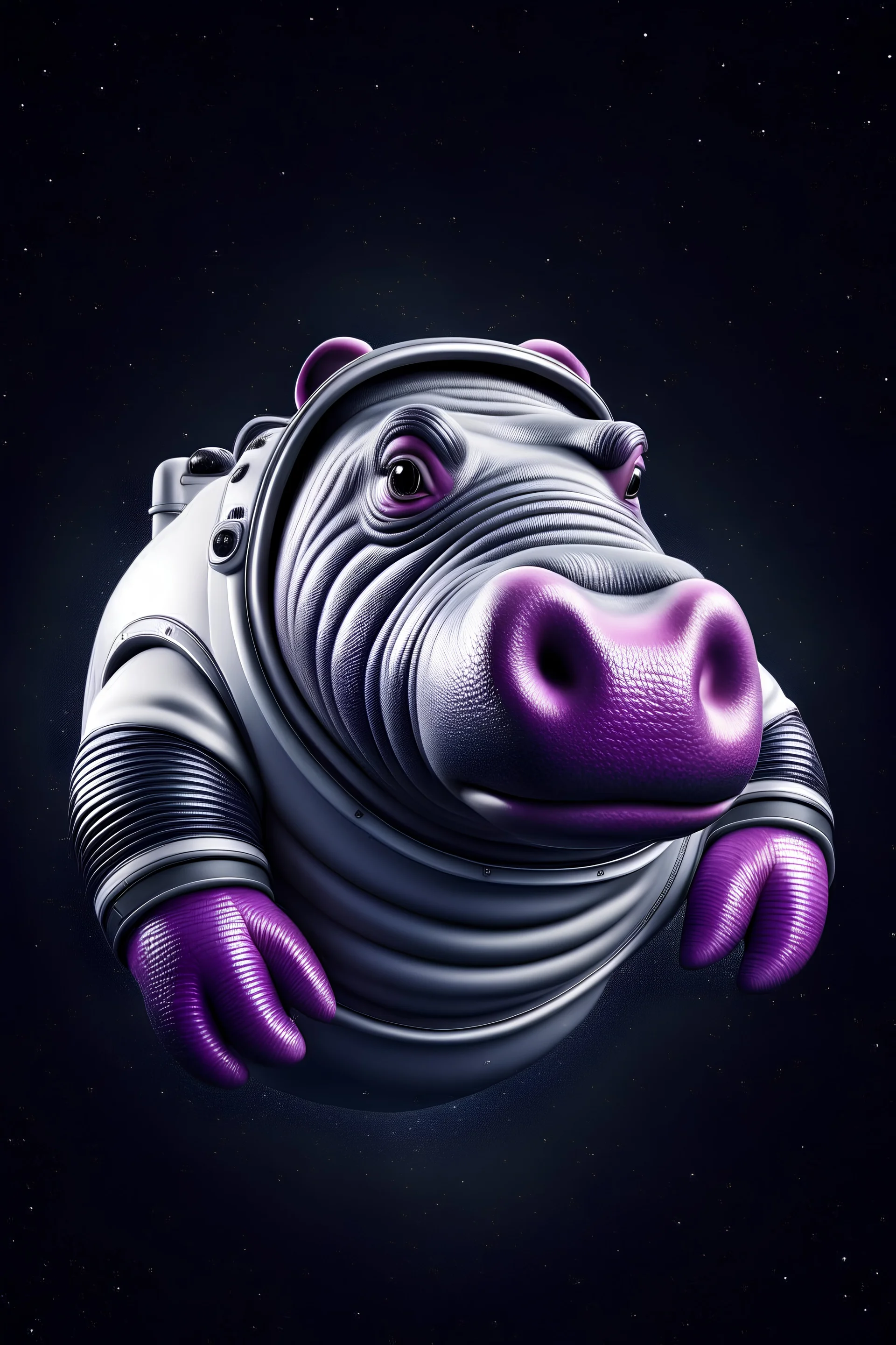 astronaut hippo floating in space