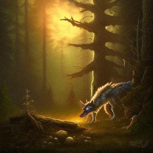 werewolf in the forest at twilight