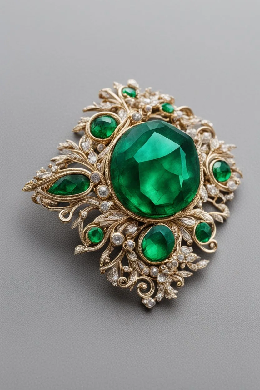 A green broochprecious emerald stone brooch