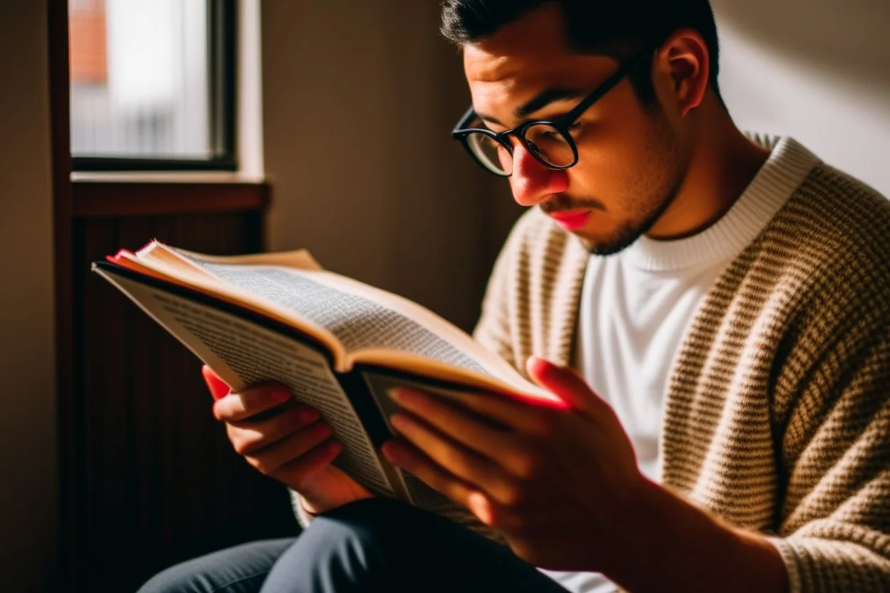 A person reading a remarkable book on self-development