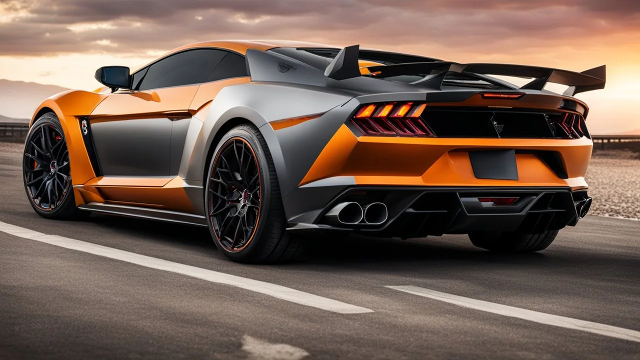Lamborghini mustang , desktop wallpaper, 4K rear view, center