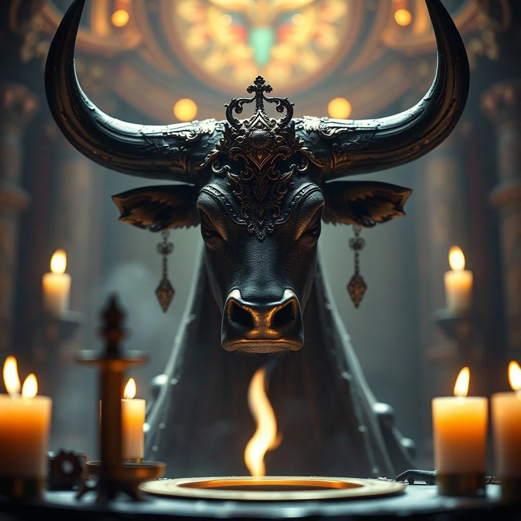 "Mistress Of The Altar" "Cleanser" 4 "Powerful Of Knives" "Long-Horned Bull"goa psy ambient in the style of vangelis and fsol, source vibrations, bokeh like f/0.8, tilt-shift lens 8k, high detail, smooth render, down-light, unreal engine, prize winning