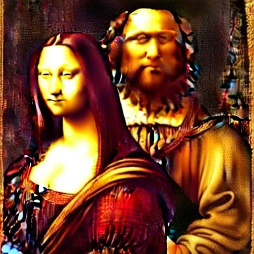 portrait of a men and a woman Leonardo da Vinci style