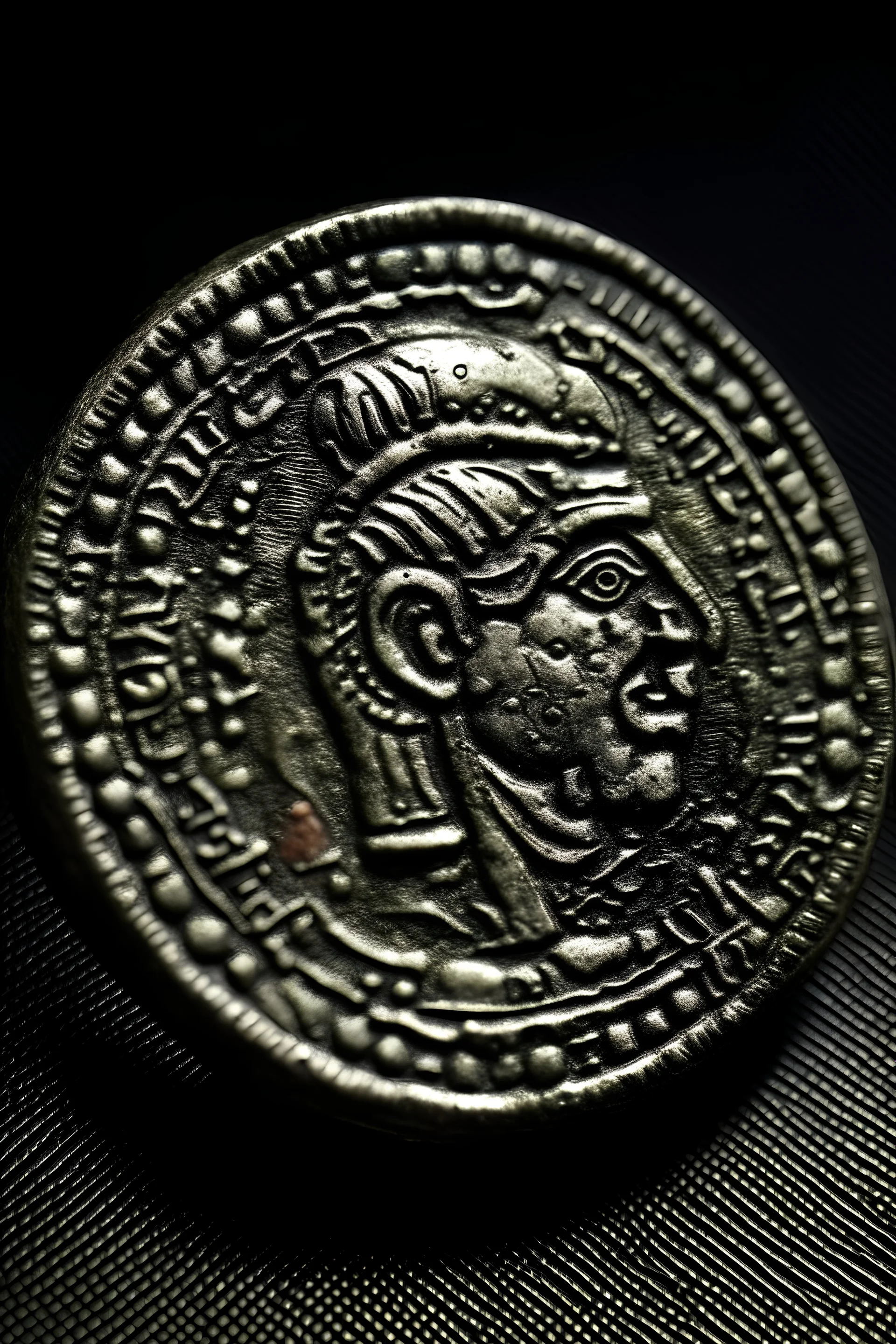 una moneda muy antigua que parece ser de una civilizacion muy antigua con el grabado de: T3