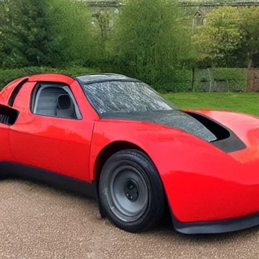 Tesla roadster blended with a reliant robin