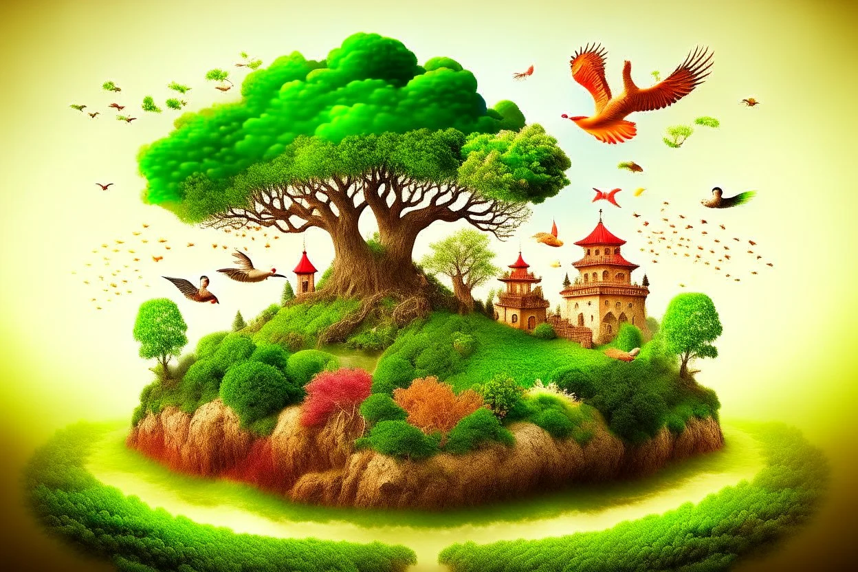 A natural scene that combines elements of different cultures.