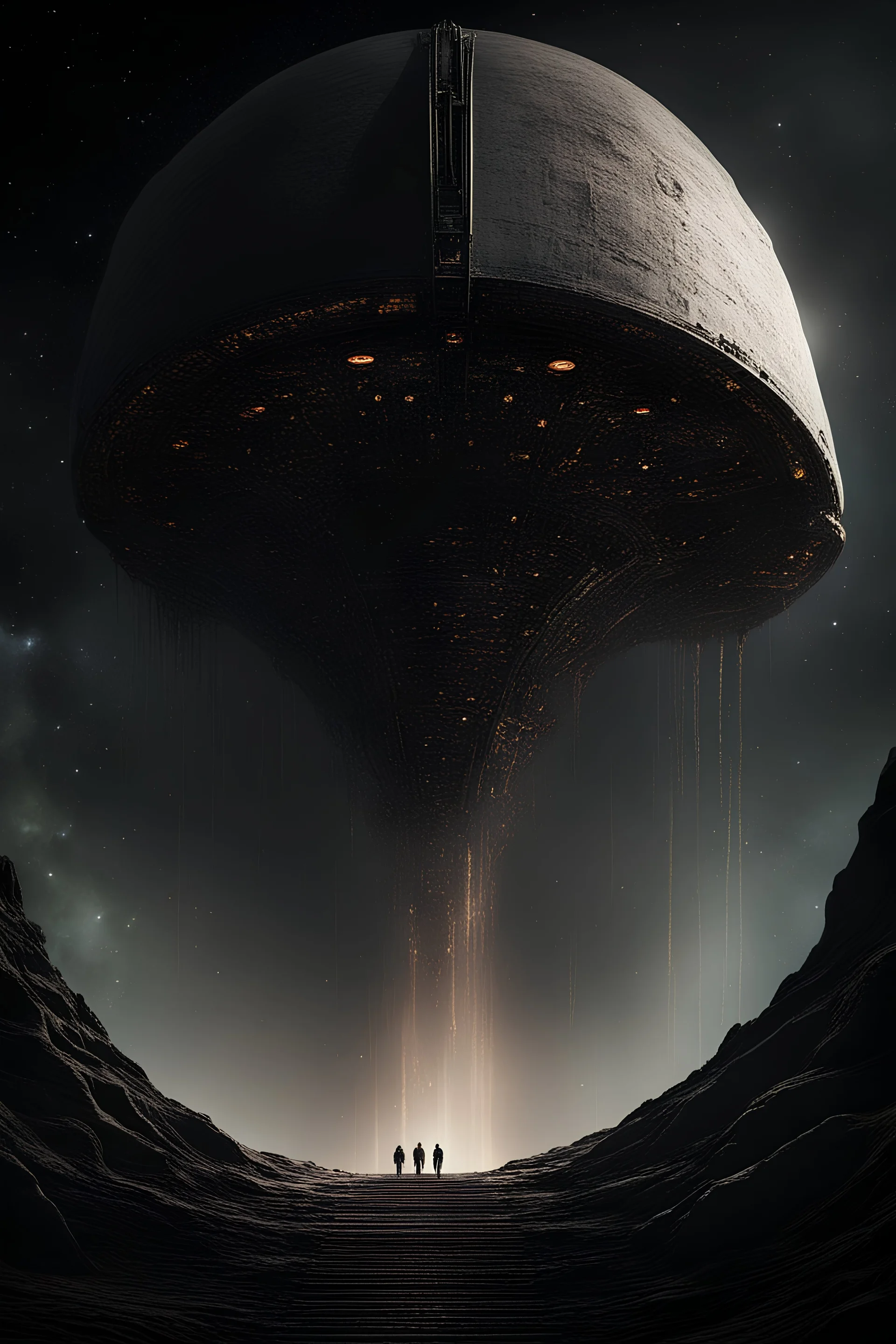 A huge alien spaceship in the abyss of space
