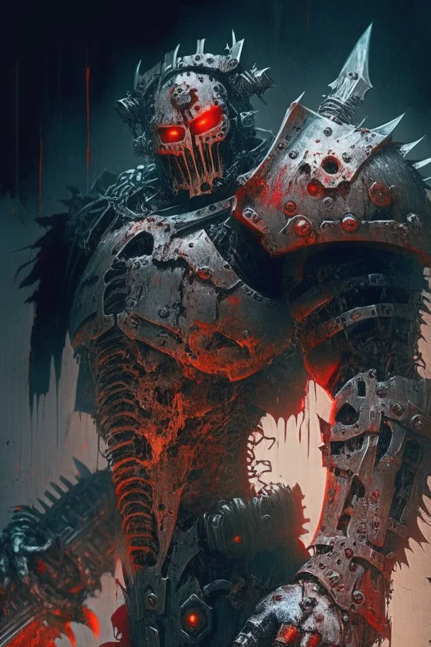 Machine knight, mechanical knight, gears, blood, Horror