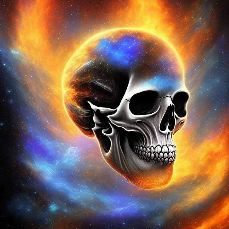 metal magic skull MUSHROOMs stars galaxy SPACE lANDSCAPE BURNING IN BLUE FLAMES hellfire abyss