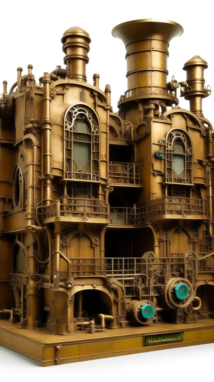 A brownish bronze mechanical factory with magnets designed in African masks painted by Claude Monet