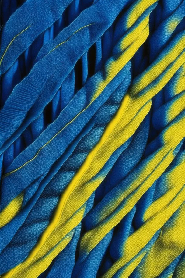 image woven from blue silk and yellow velvet strips