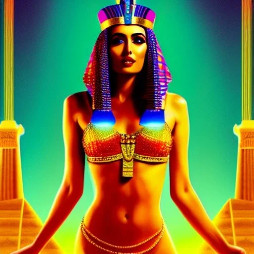 fullbody Drawing of 'beautiful,skinny, tall, busty cleopatra ',egypt,palace, intricate detail,andrea bonelli,Kilian Eng,Ohrai,evan lee,Aleksandr Sidelnikov,KyuYong Eom,toned colors,16k