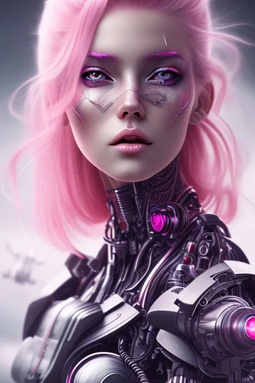 cyborg, pink hair,seven , perfekt eye, real, dream