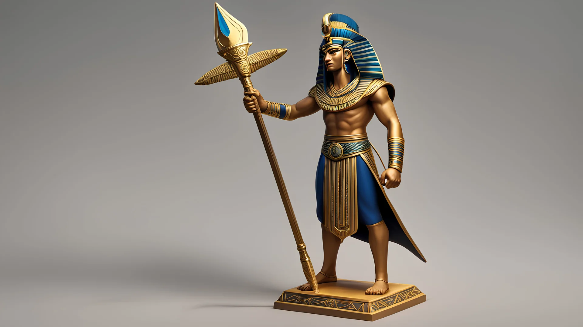 Egyptian god holding Cedric staff, (isometric on a plain background:1.3)