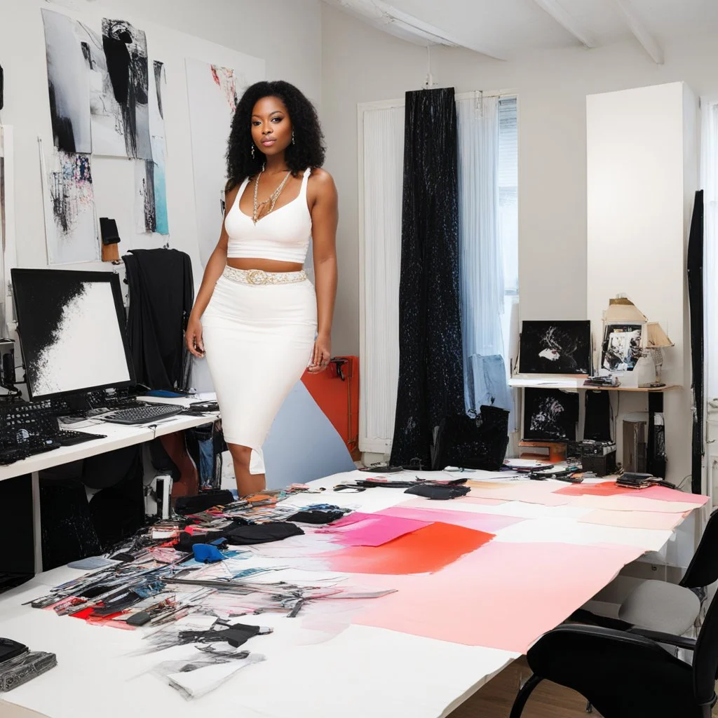 Me doing my fashion designs in my studio at my mansion