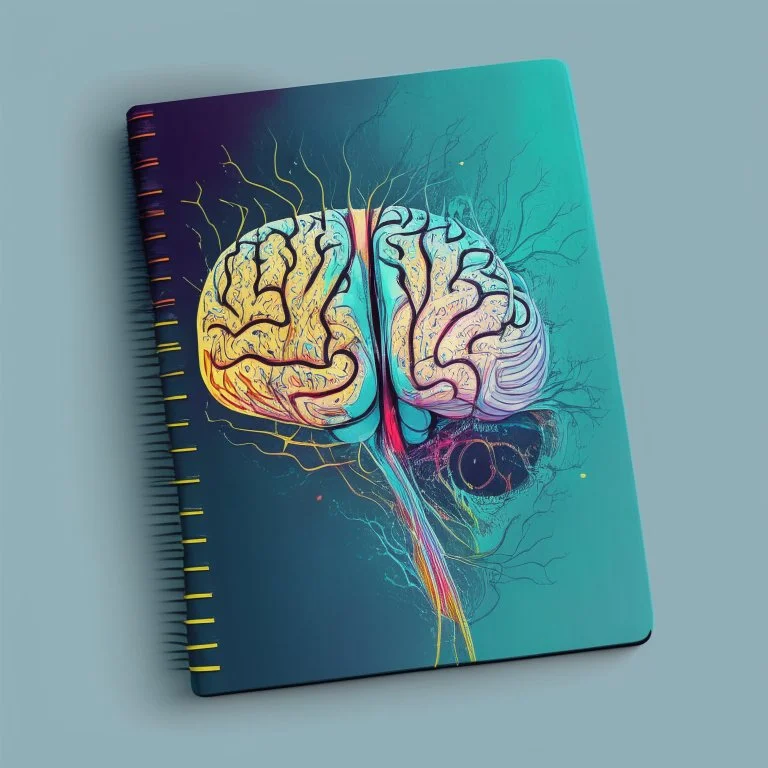 medicine notebook brain illustration, abstract, artistic, digital art