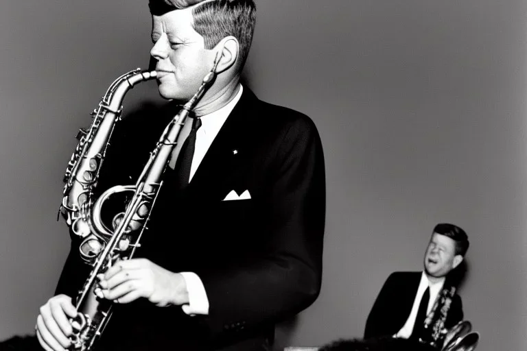 Lonely John f kennedy playing A normal saxophone with his eyes closed