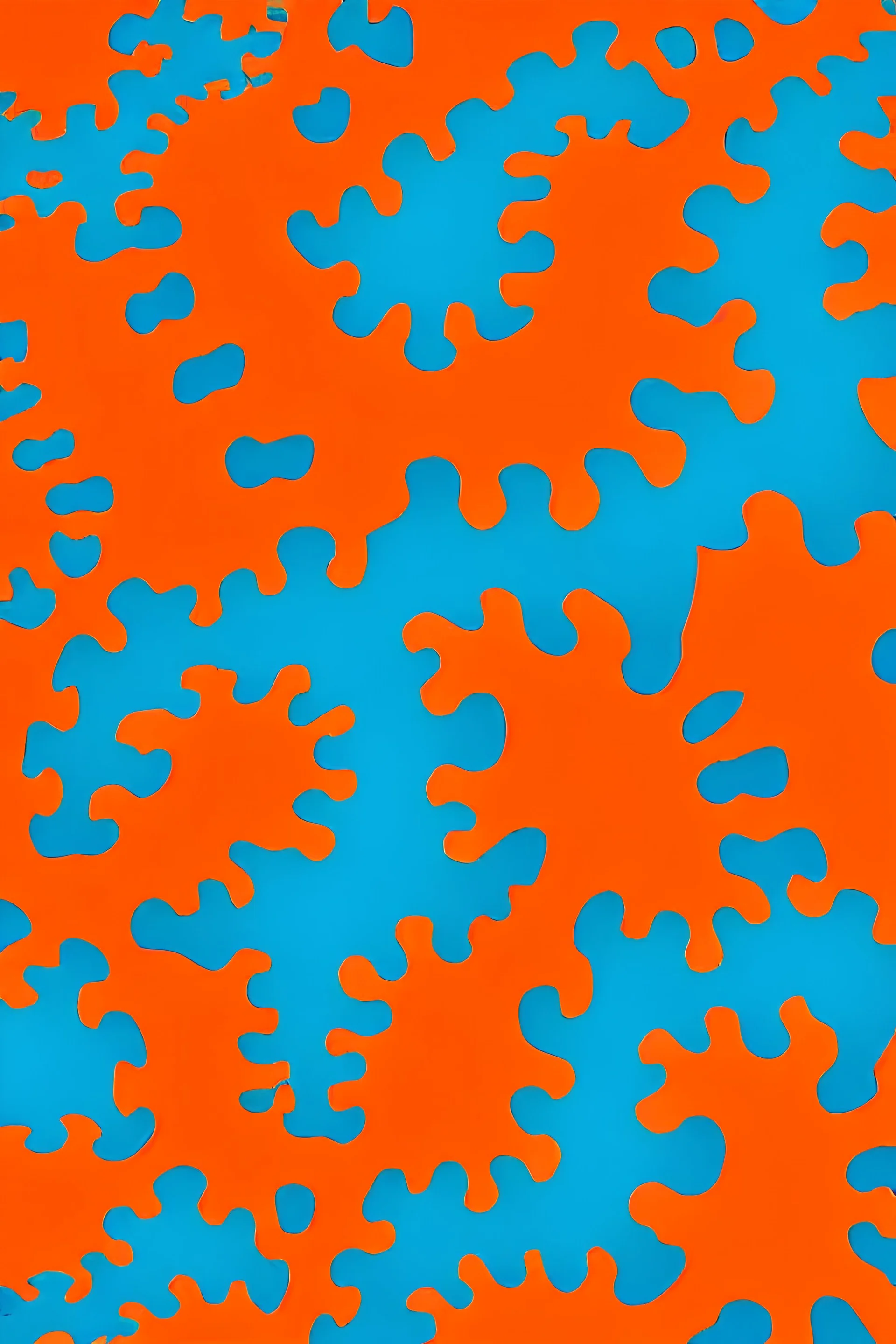 A tessellation of Mandelbrot, orange and teal