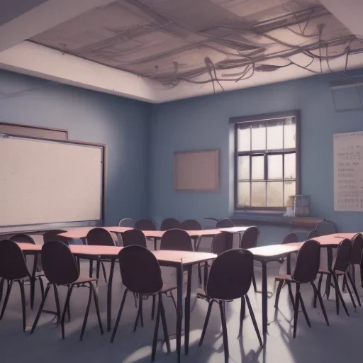 girl study classroom, unreal anime style, unreal engine 5, studio lighting --ar 2:1