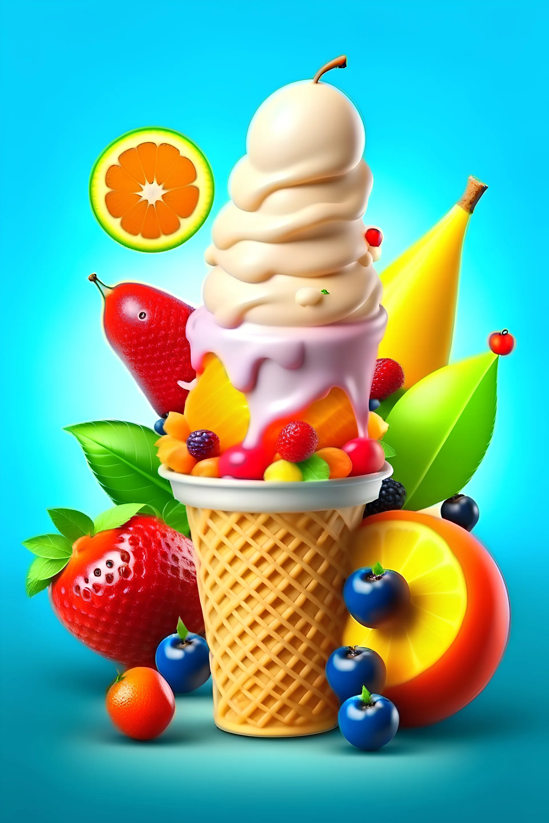 healthy fruit ice cream advertisement