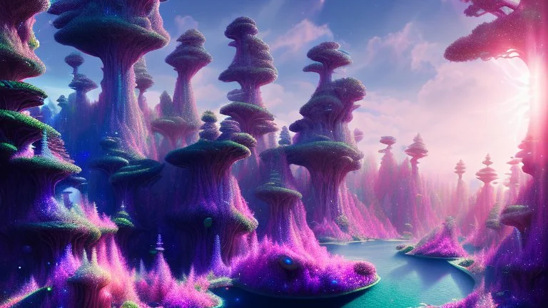 crystal cosmic and galactic ambiance hill sky sea ocean space galaxy rocks sunny trees pools surreal, full of details, smooth, bright sunshine，soft light atmosphere, light effect，vaporwave colorful, concept art, smooth, extremely sharp detail, finely tuned detail, ultra high definition, 8 k, unreal engine 5, ultra sharp focus