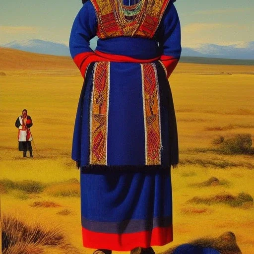 Full body portrait, painting, medium shot lady style of Thule people