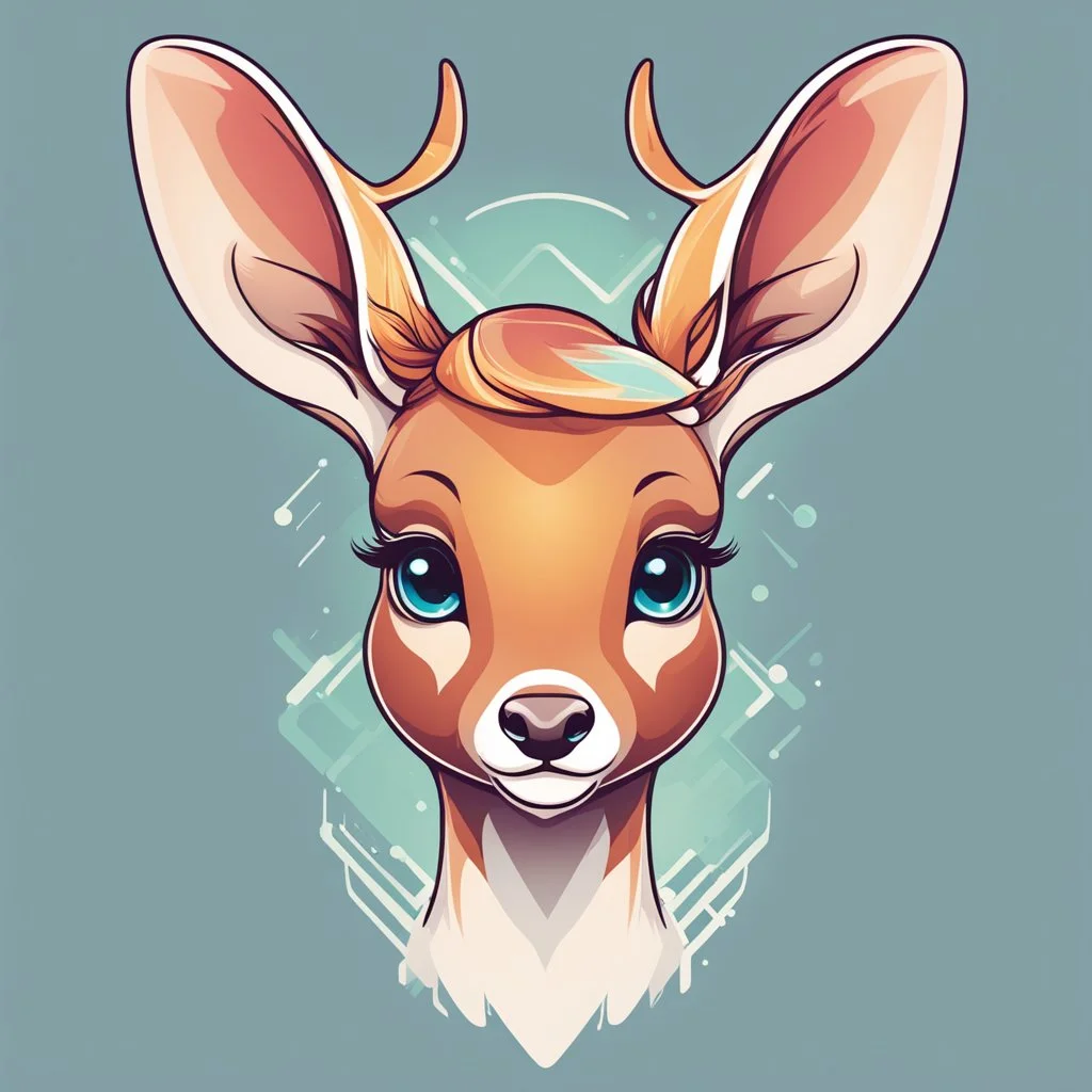 Cute deer with adorable eyes / t-shirt design / clear lines/ neofuturist