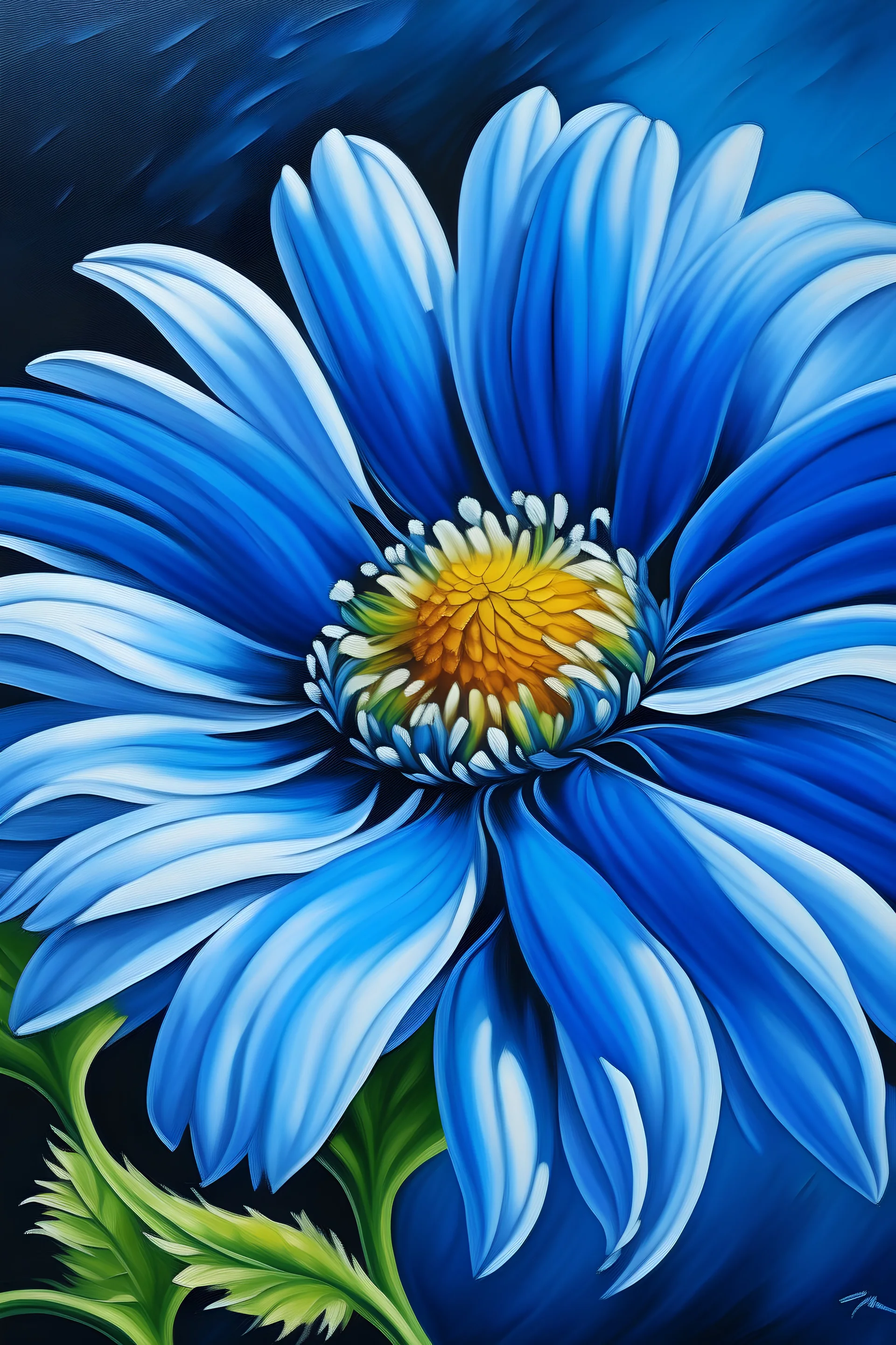 blue daisy flower painting