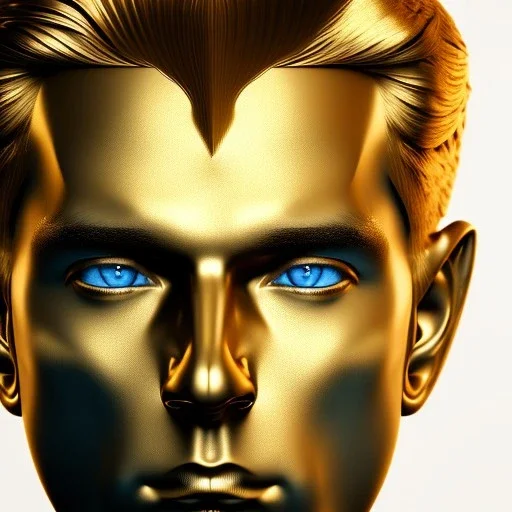 gold Man, beautiful man, soft, blue eyes, hight definition, 8k