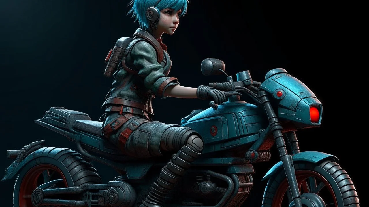 flying motocycle bulma cyberpunk realistic star wars