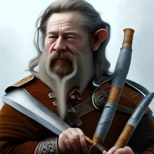 A beautiful dwarf smoking a beautiful Canadian pipe, full HD, 4K, 8K, very real and with fine and detailed details, realistic and really alive, taken from the Lord of the Rings movie, oil paint