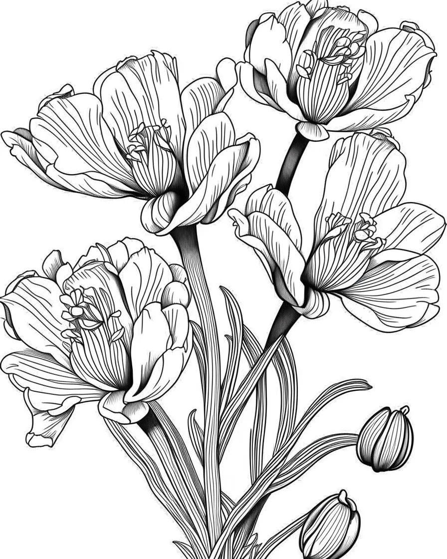 real massive Freesia flower coloring page