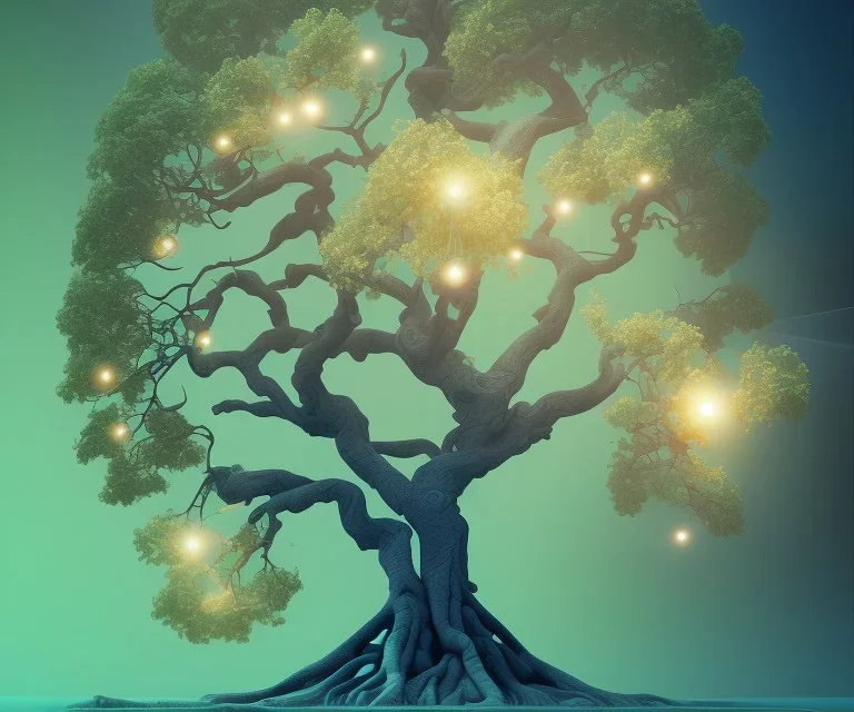 Vector tree set illustration a beautiful digital painting of a marble tree entertwined in tumutluous