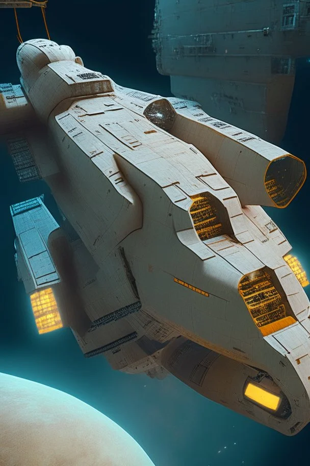 cargo-type spaceship in deep space