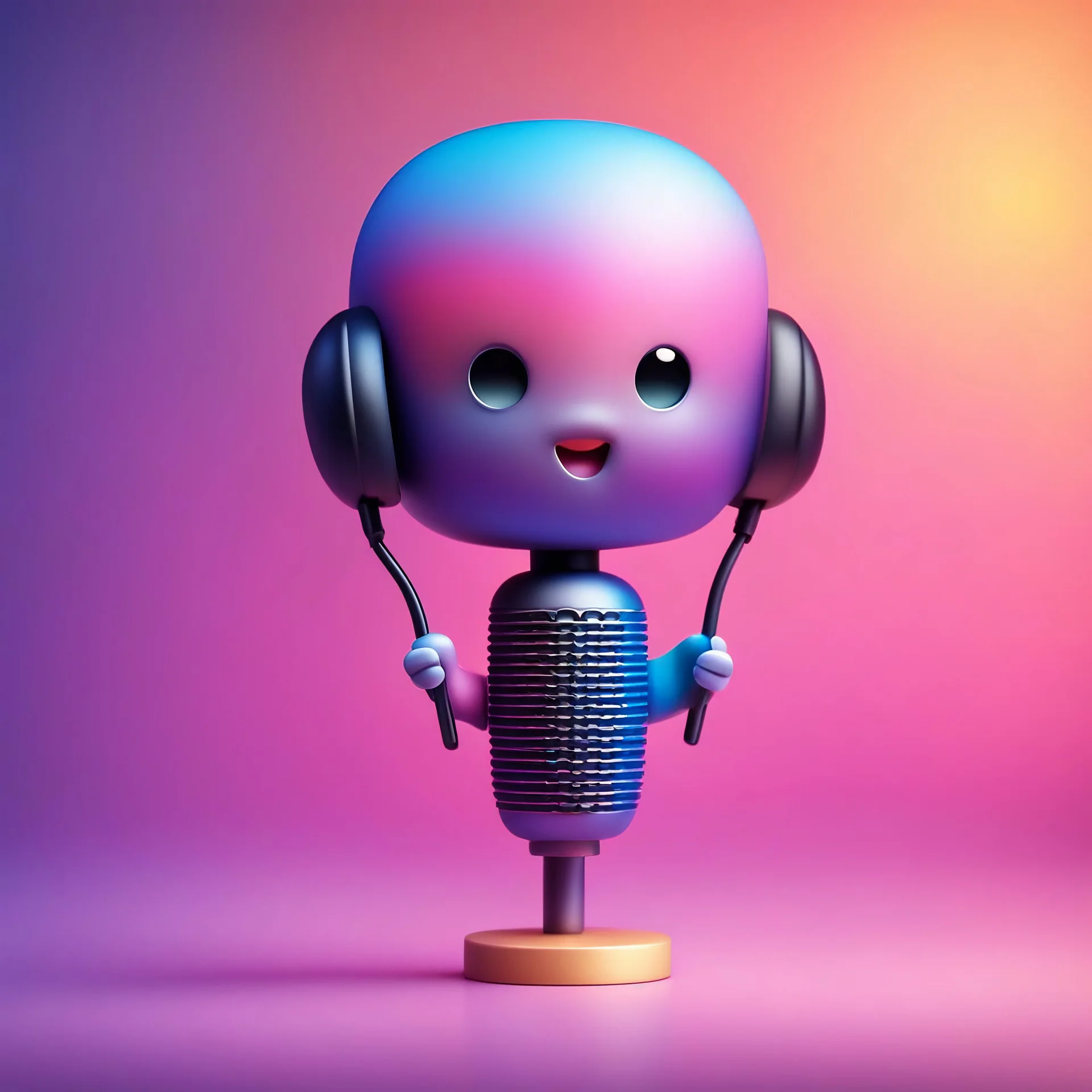 Create Microphone cute figurine and gradient background