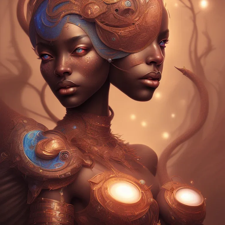 sango fantasy, fantasy magic, intricate, sharp focus, illustration, highly detailed, digital painting, concept art, matte, masterpiece head sexy full body black African beauty space lady black carp skin African space night