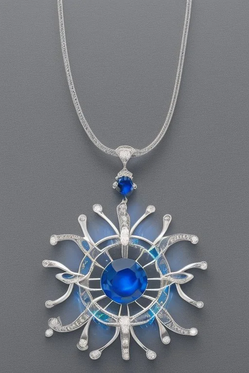 Blue Sea Jewel Necklace in White Gold