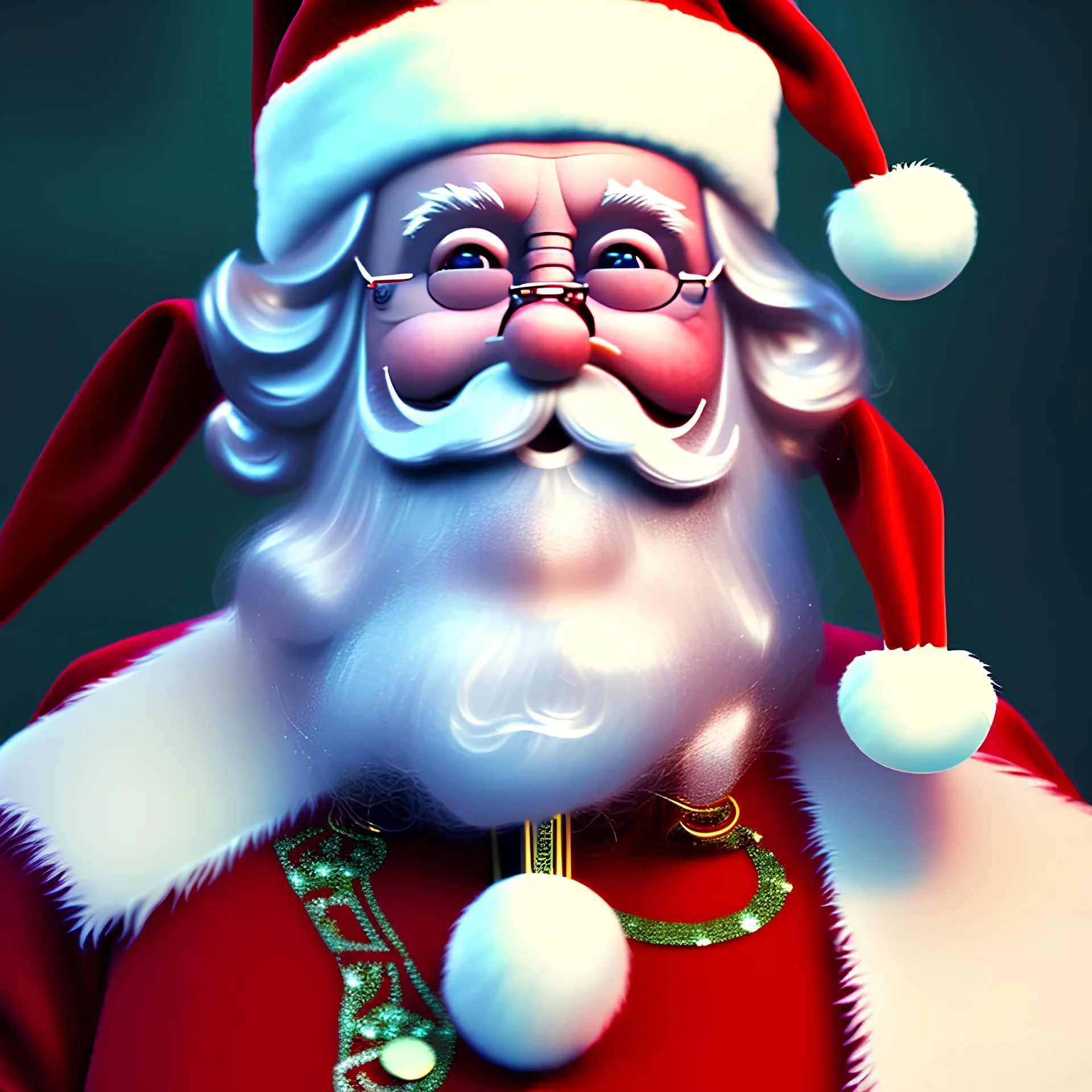 Santa Clause, portrait , embroidery, octane render, high detail, warm lighting