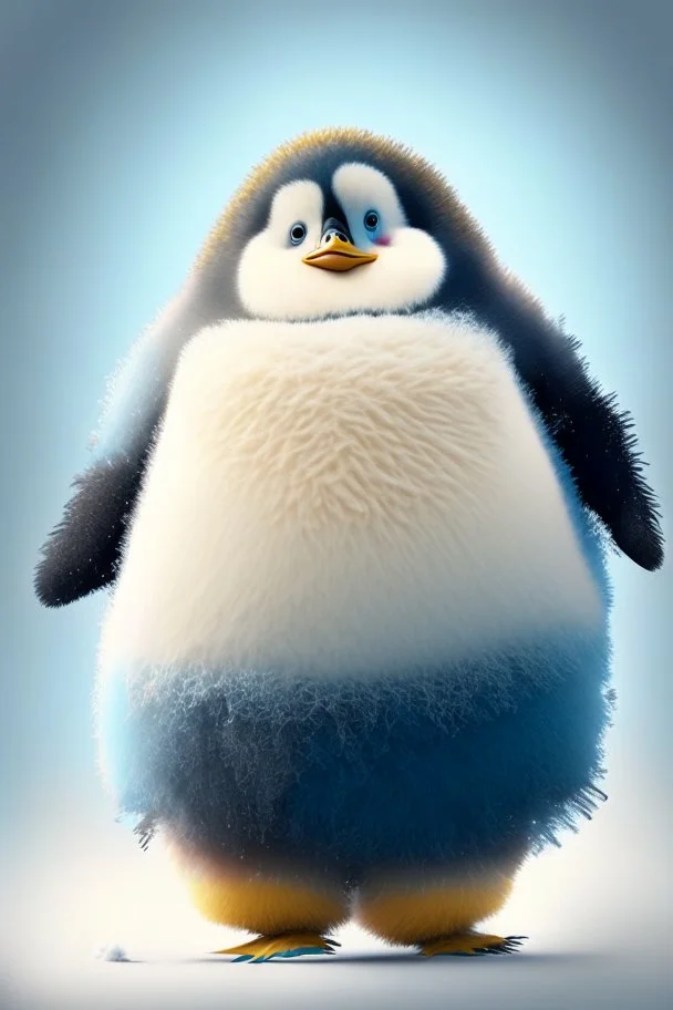 cheery penguin avatar full body in fluffy material