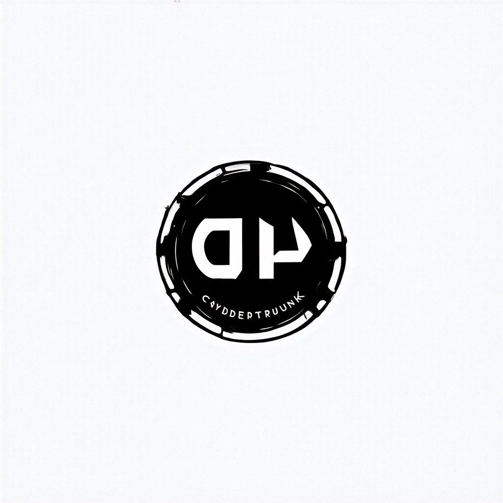 Cyberpunk company logo, cyberpunk, black and white