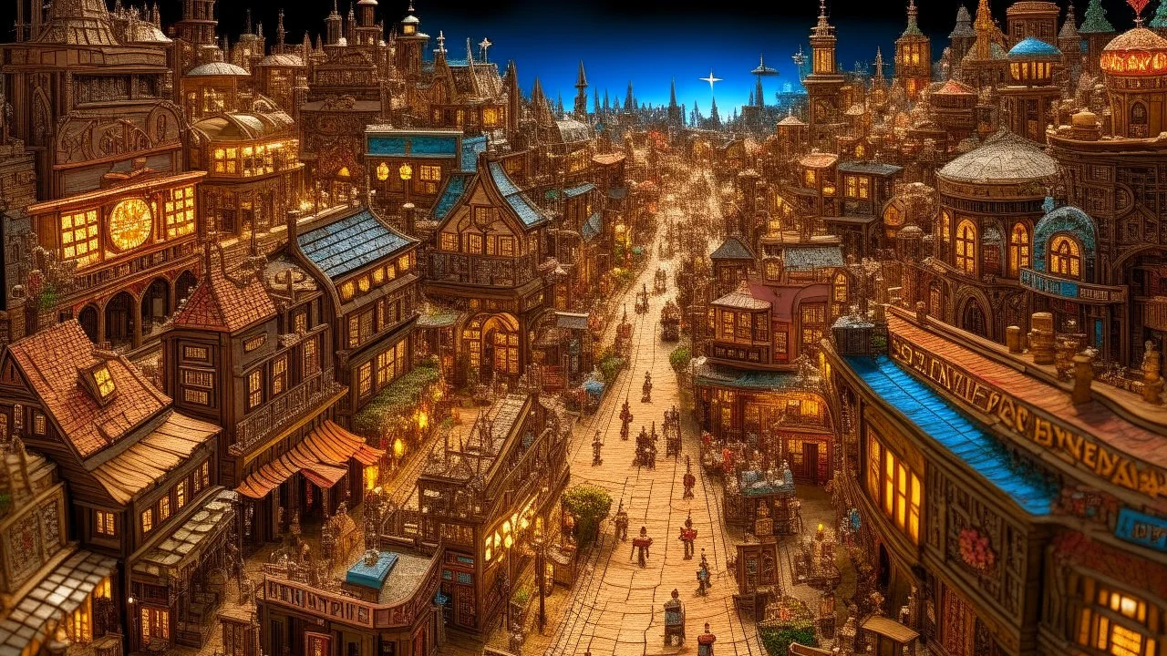 Wide-angle photorealistic fantasy city of unearthly delights in the multiverse