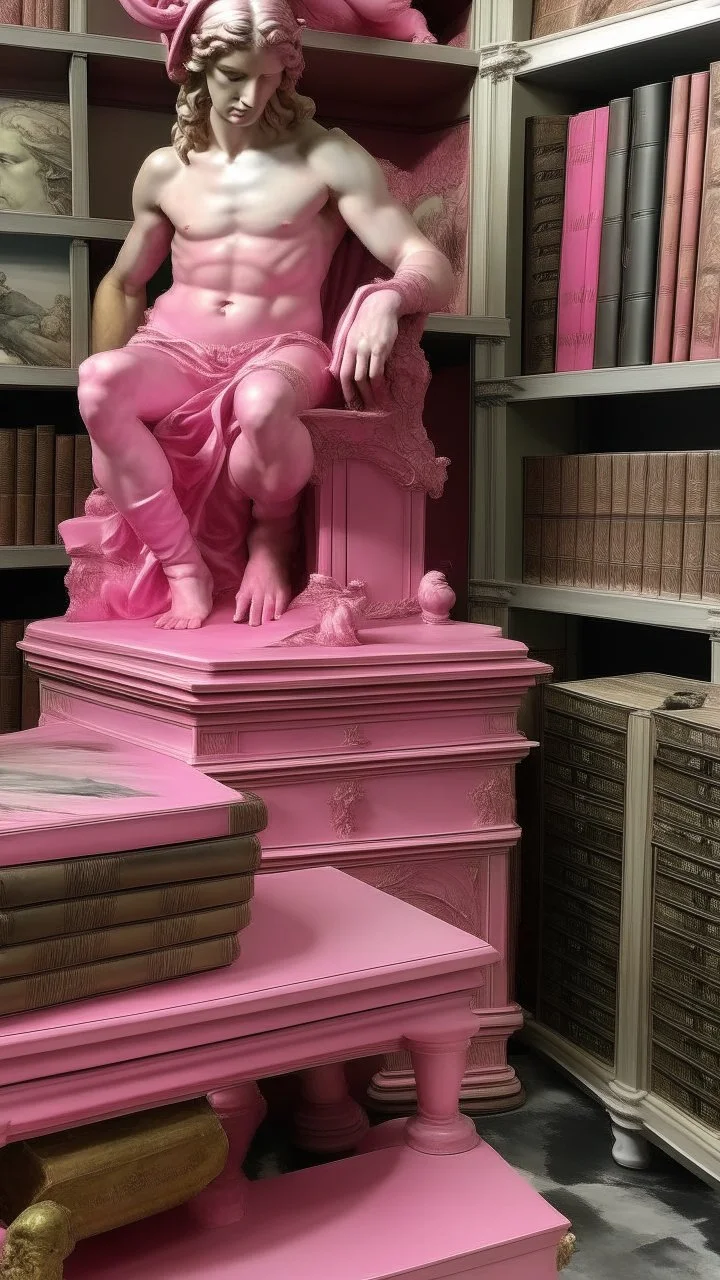 Archives made out of pink arcane magic painted by Michelangelo Simoni