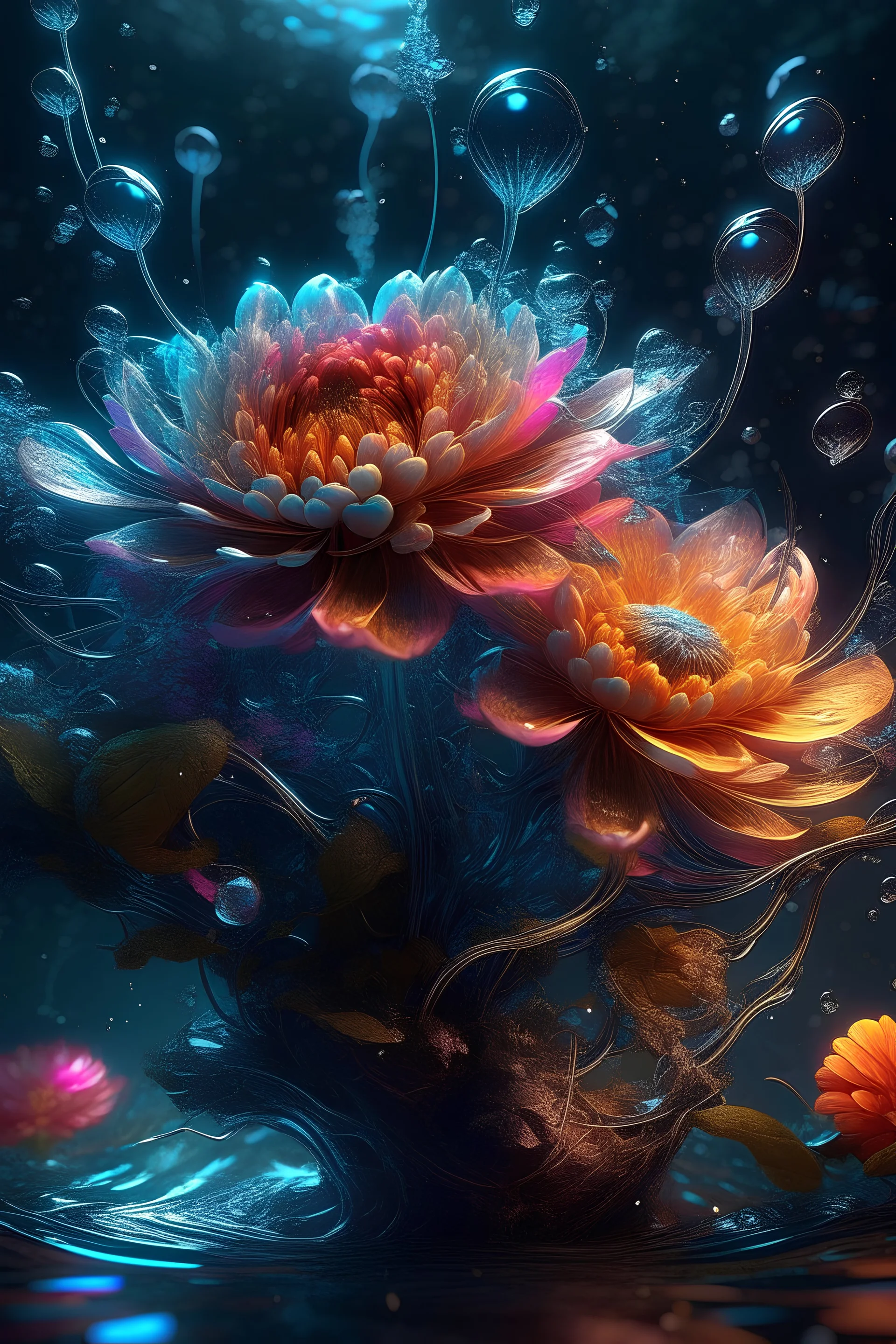 Magical Fantastic Flowers, Liquid Structure, Flying Petals, Sparks, Lightning, Splash, Portrait Photography, Fantasy Background, Intricate Patterns, Ultra Detailed, Luminous, Radiance, Ultra Realism, Complex Details, Intricate Details, 16k, HDR, High Quality, Trending On Artstation, Sharp Focus, Studio Photo, Intricate Details, Highly Detailed, By Greg Rutkowski