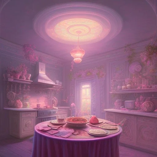 pixar style, realistic painting of a pretty housewife and a jar full with strawberry jam, kitchen in the background volumetric pink sky environment and background, volumetric lighting, dramatic lighting, detailed digital painting, extreme dense and fine, anime, ornate, colour-washed colors, elegant, small minutiae, tiny features, particulars, centered, smooth, sharp focus, renderman gofur render, 8k, uhd, detailed eyes, realistic shaded volumetric lighting, caustics, backlight