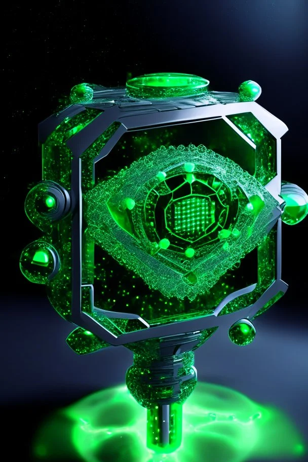 give me a small quantum nano future machine ring with emerald circular