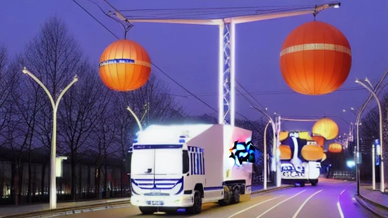 A police Tesla Cybertruck is chasing a Tesla 'Model S Plaid' at top speed, across the 'Everland Resort', in South Korea. CINEMATIC. WIDE ANGLE LENS.