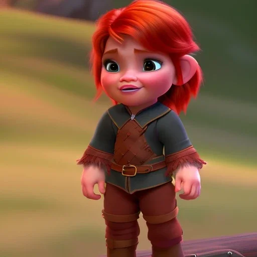 Full body Red hair halfling girl