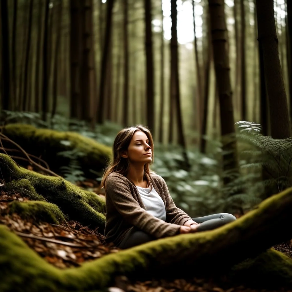 woman relaxing in the forest