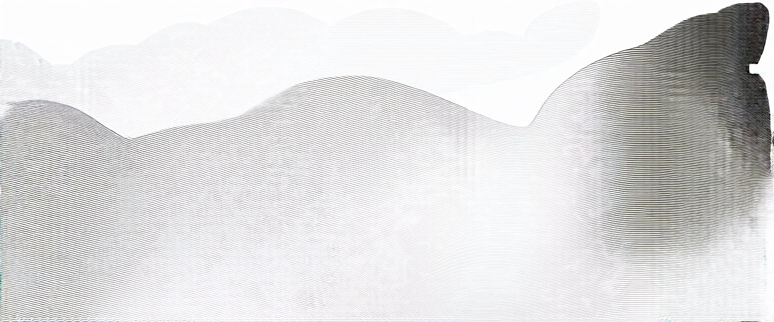 a series of curved horizontal lines with shapes inspired by clouds, black lines on white, vector lines