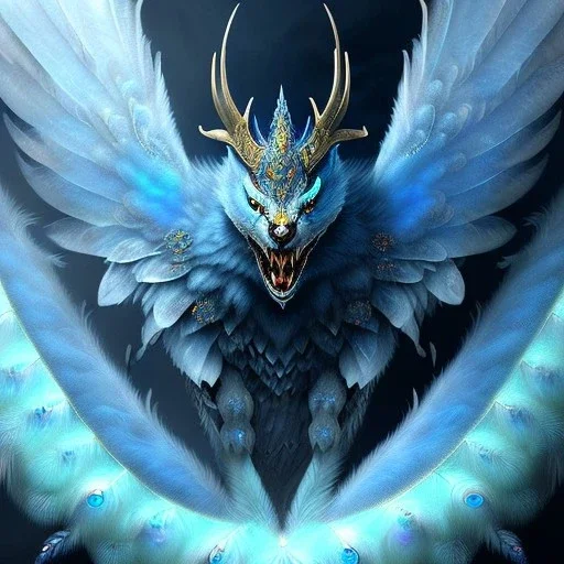 icy blue,mythical beautiful mammalian creature ,feathers , majestic, ominous, ice, scales,frost on skin, dnd character portrait, intricate, oil on canvas, masterpiece, expert, insanely detailed, 4k resolution, retroanime style, cute big circular reflective eyes, cinematic smooth, intricate detail , soft smooth lighting, soft pastel colors, painted Rena